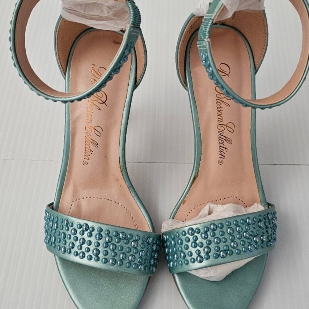 Elegant Teal Embellished Women's Sandals